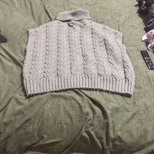 Splendid Light Gray Cable Knit Turtleneck